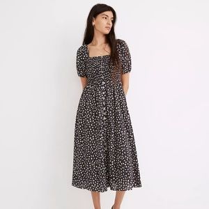 Madewell Lucie Smocked Button-Front Midi Dress in Sweet Floral